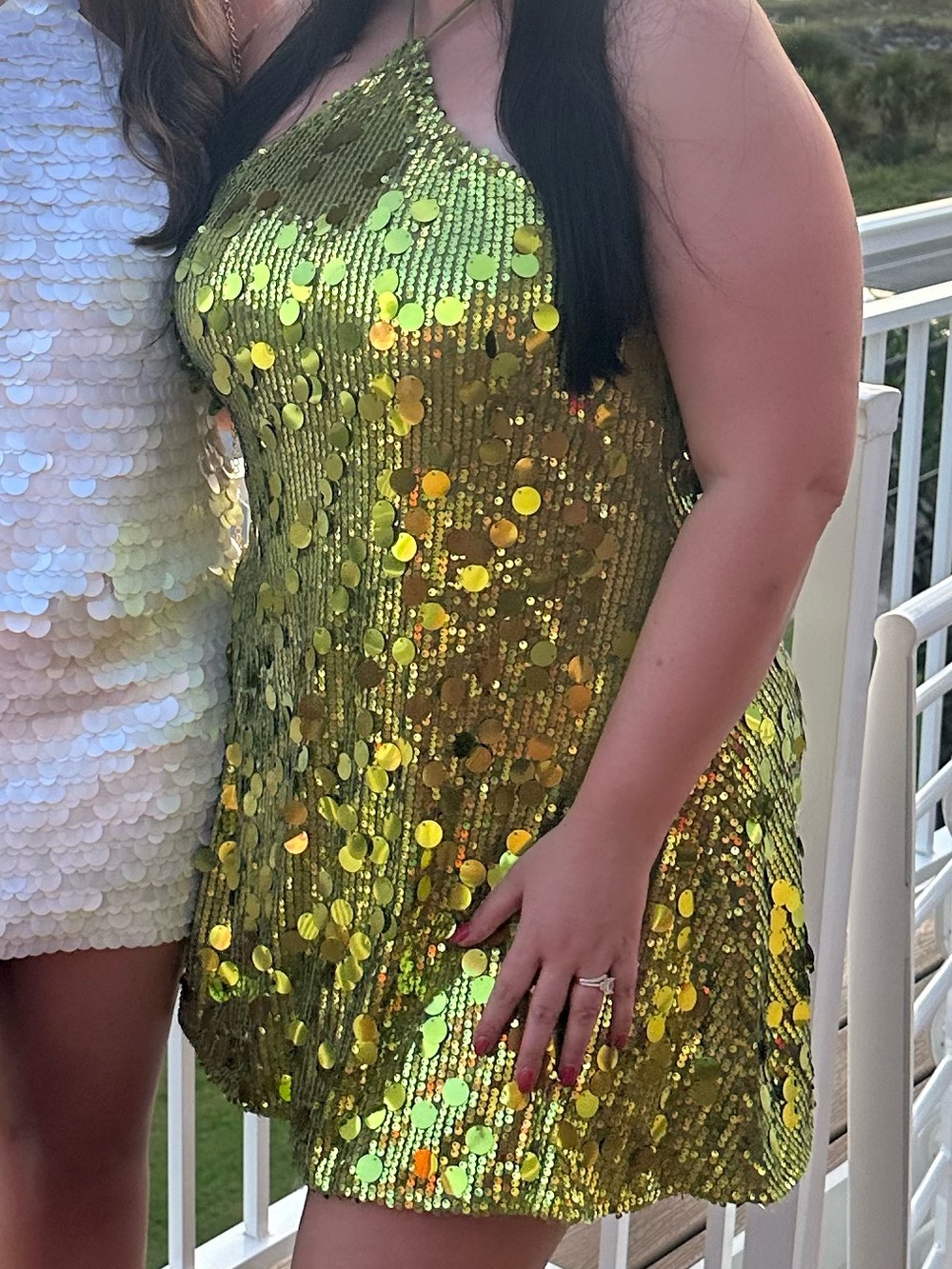 Lime sequin dress